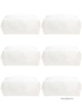 Cozy Wide Bottom Cosmetic Pouch Zipper Makeup Bag 6 Pack